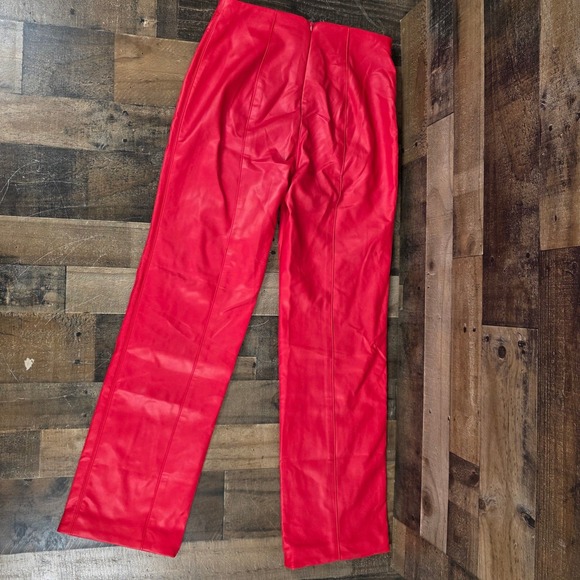 house of cb Red Vegan Leather Elenaora Trouser Pants Large Plus L+ (10-12) - Picture 5 of 11